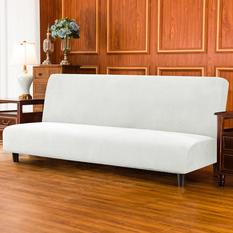 Housse pour futon à coussins carrés / rectangulaires extensible, Mélange de polyester blanc cassé