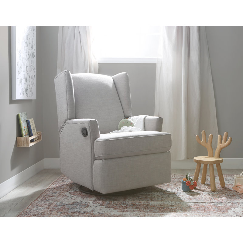 Heming Wingback Recliner Nursery Glider, Gray Polyester Blend