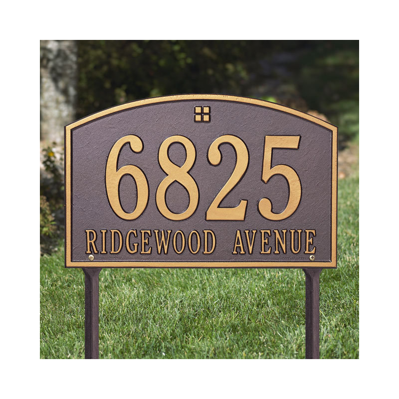 Cape Charles 2-Line Lawn Address Sign, Yes, Black and Gold
