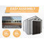 Remise de rangement extérieure en résine de 8 x 8 x 7,6 pi avec fenêtres, structure et plancher en aluminium robuste pour le jardin et l'organisation de la cour (blanc et brun)-135814802