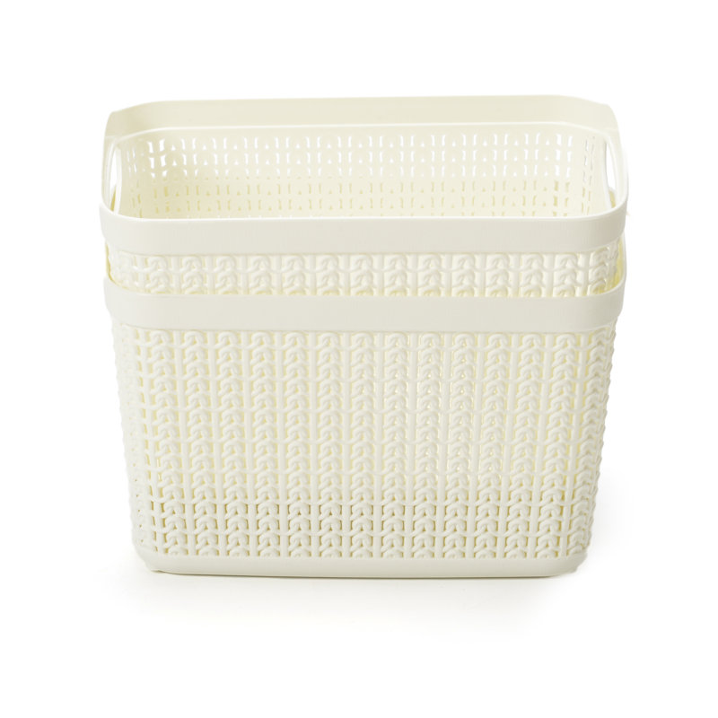 JVL Plastic Decorative Basket, White