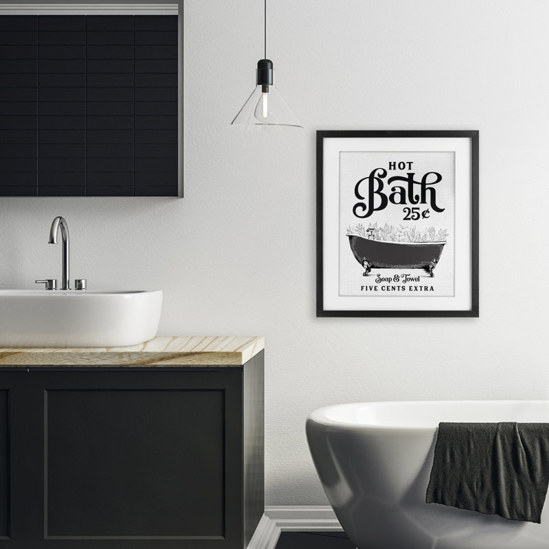 «Hot Bath with Bubbles», reproduction encadrée sous verre, signée lettrée et doublée, H 21 po x l 17 po, Noir
