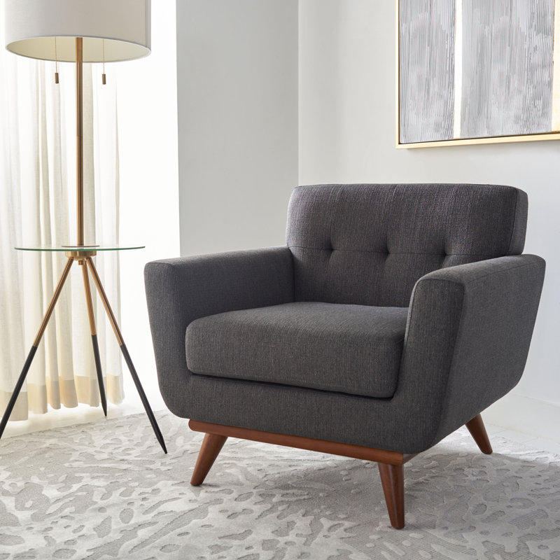 Fauteuil capitonné Arwilda, Gris ardoise