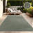 Modern Area Rug with Minimalist Line Pattern in Green-624517780