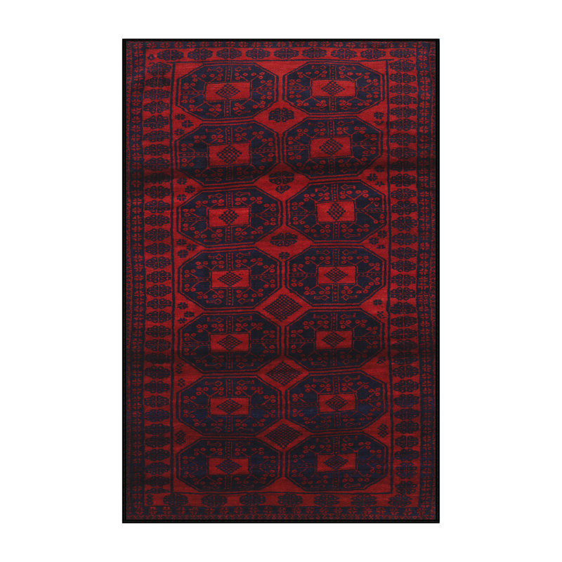 Tapis géométrique rouge / noir, Rectangle 2 pi x 3 pi