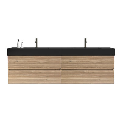 72'' Wall Mounted Floating Bathroom Vanity with Quartz Sink and Drawers