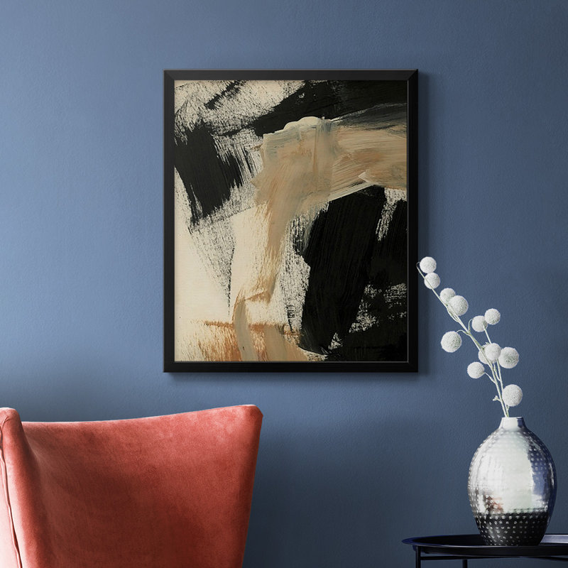 Toile encadrée de qualité supérieure Baked Paintstrokes IV - prête à être accrochée, H 24 po x l 20 po, Noir