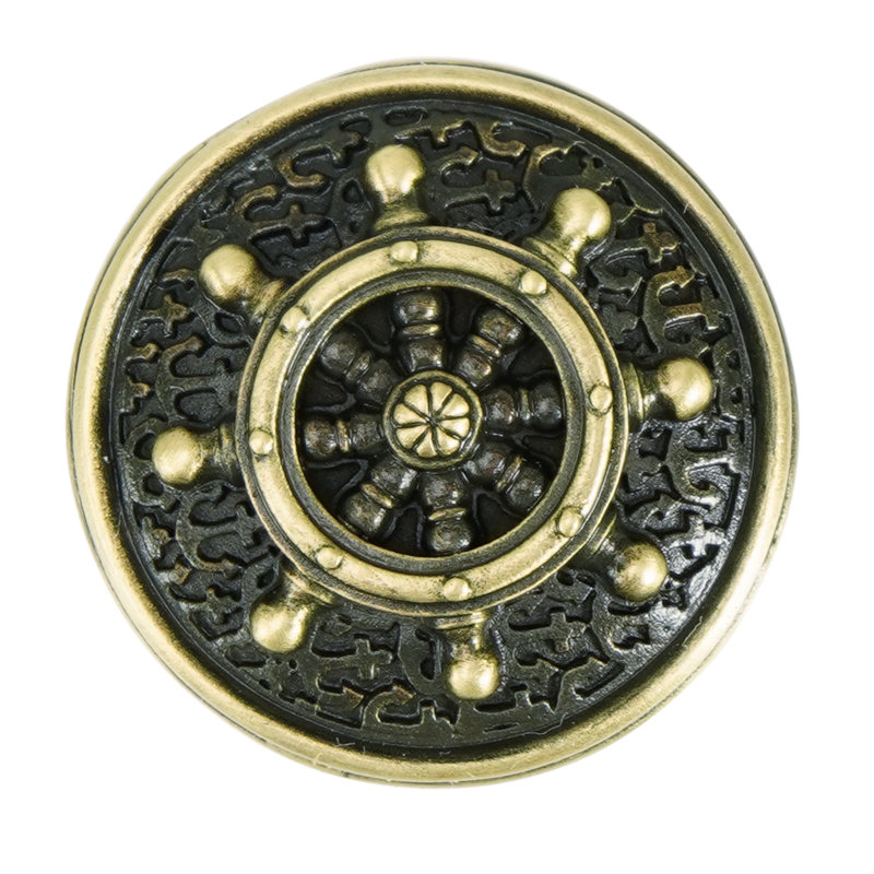 YACHT CLUB SHIP’S WHEEL KNOB; BURNISH BRASS FINISH