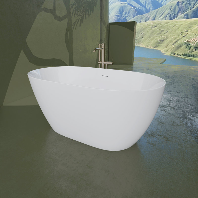 Free Standing Tub 51" x 27.5" Deep Soaking Bath Tub Acrylic Freestanding Bathtub J25 Soaker Tub