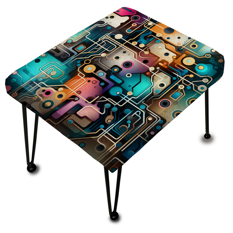 Romano - Techno Matrix Futuristic Dreams Ed.M. Pattern - Geometric Rectangle Ottoman