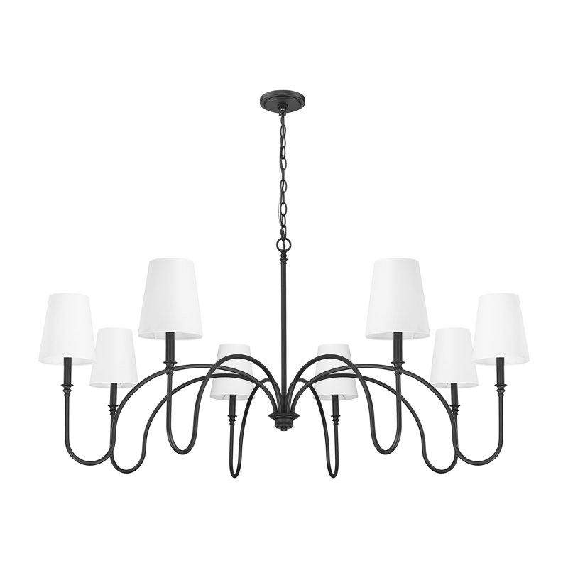 Parham Matte Black 8 Light Chandelier, Matte Black
