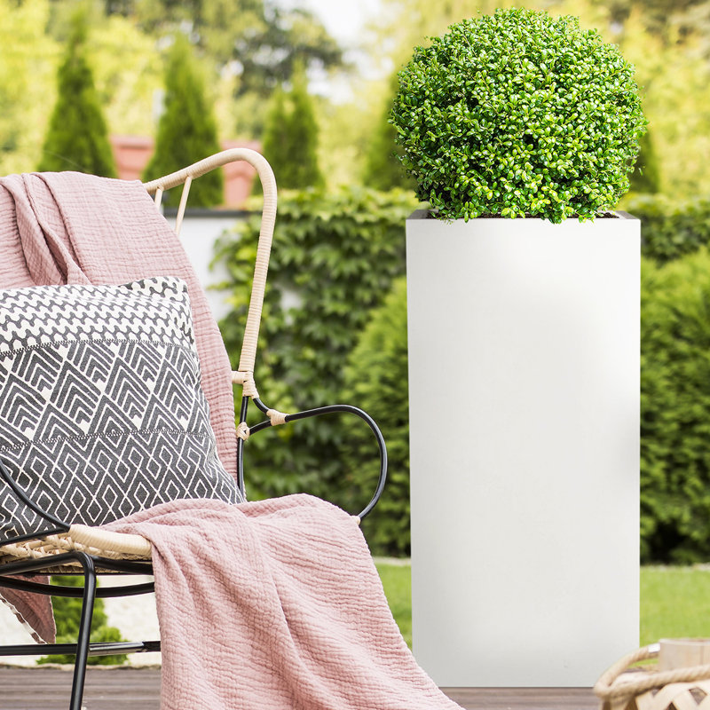 Square Plant Pot, 80.5cm H x 40.5cm W x 40.5cm D, White