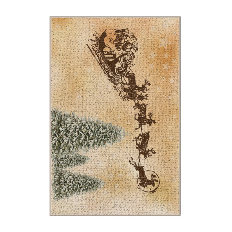 Tapis beige père noël, Rectangle 2 pi x 3 pi