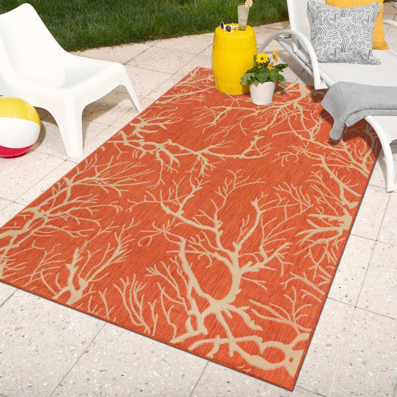 Almaden Abstract Indoor / Outdoor Rug, Rectangle 6'1" x 9'