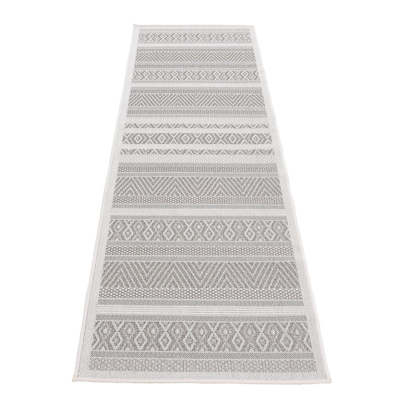 Indoor and outdoor rug, round, beige, flatweave, Runner 75 x 200cm
