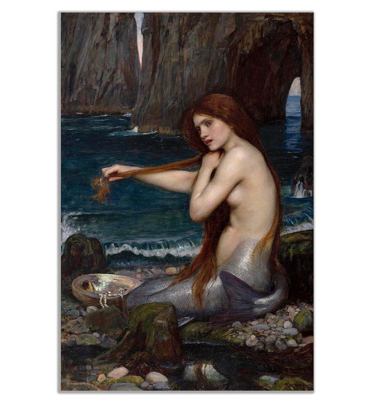A Mermaid John William Waterhouse by John William Waterhouse - Wrapped Canvas Print, 76cm H x 51cm W