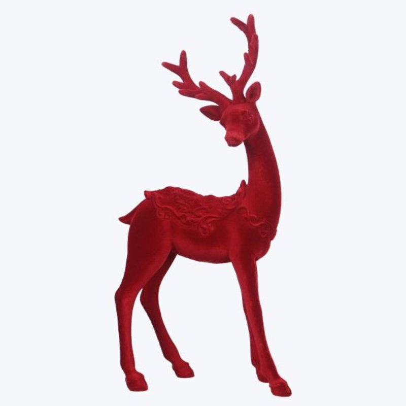 Resin Flocking Deer Tabletop Red