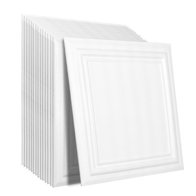 Ceiling Tiles 16-Pack 20 x 20 in Polystyrene Easy Installation Glue-up