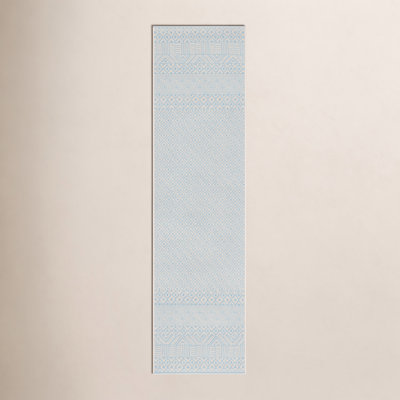 Lenwood Beige Aqua Geometric Outdoor Rug