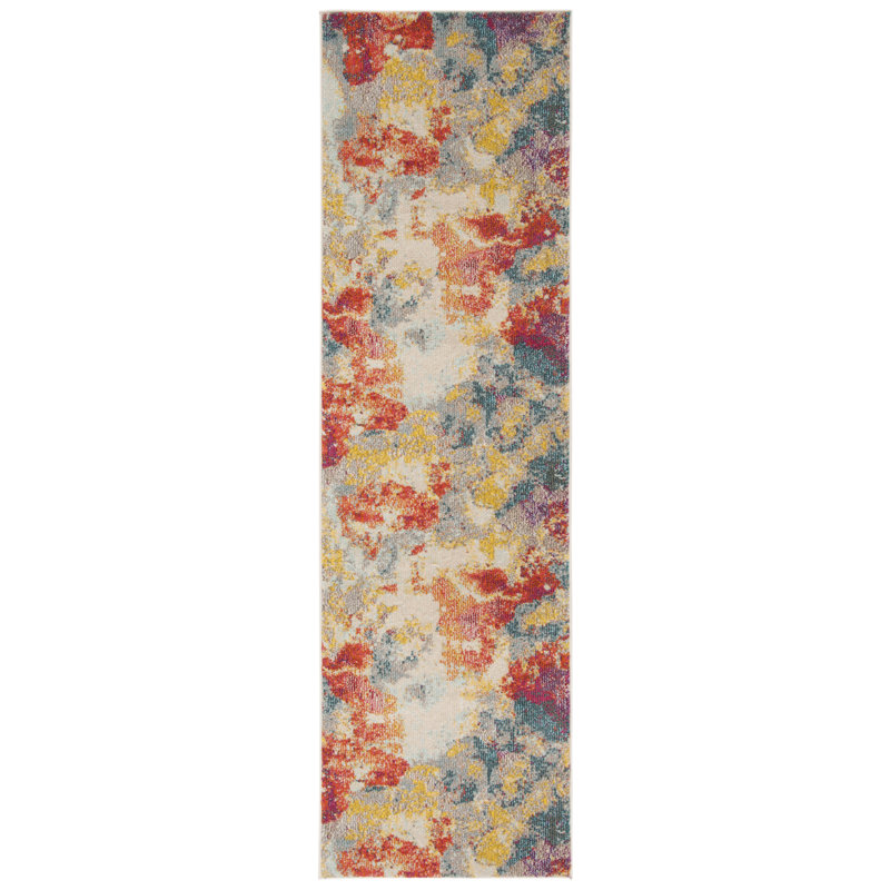 Donnelsville 100 Performance Abstract Rug, Runner 2'3" x 8'