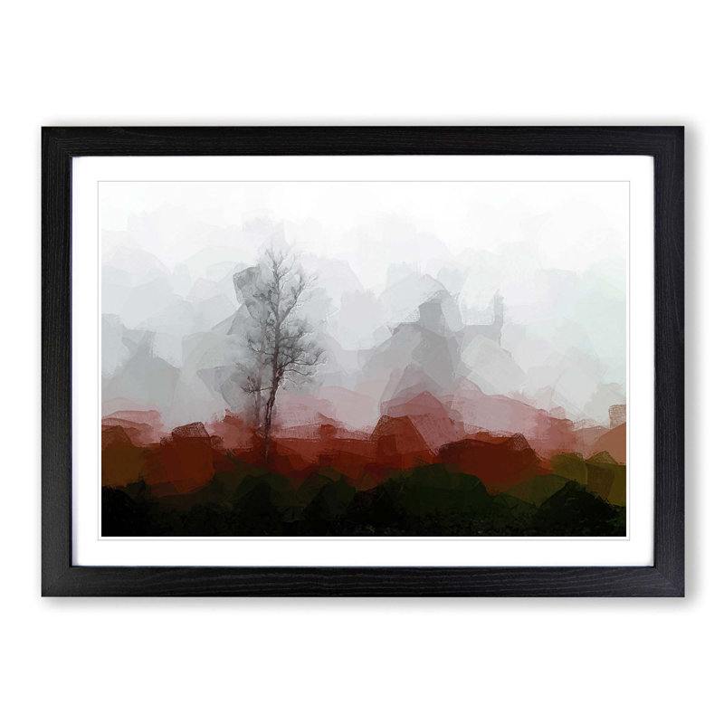 Tree Fog in Switzerland in Abstract - Picture Frame Graphic Art Print, 40cm H x 60cm W x 2cm D, Black