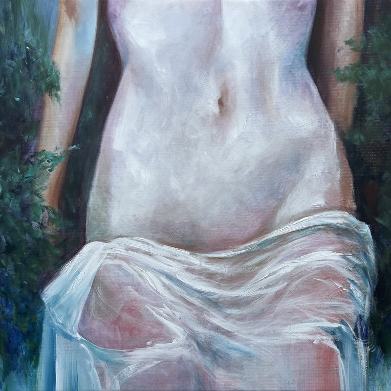 Serene Draped Elegance, reproduction de peinture à l'huile sur toile tendue, H 12 po x l 12 po x P 1 po