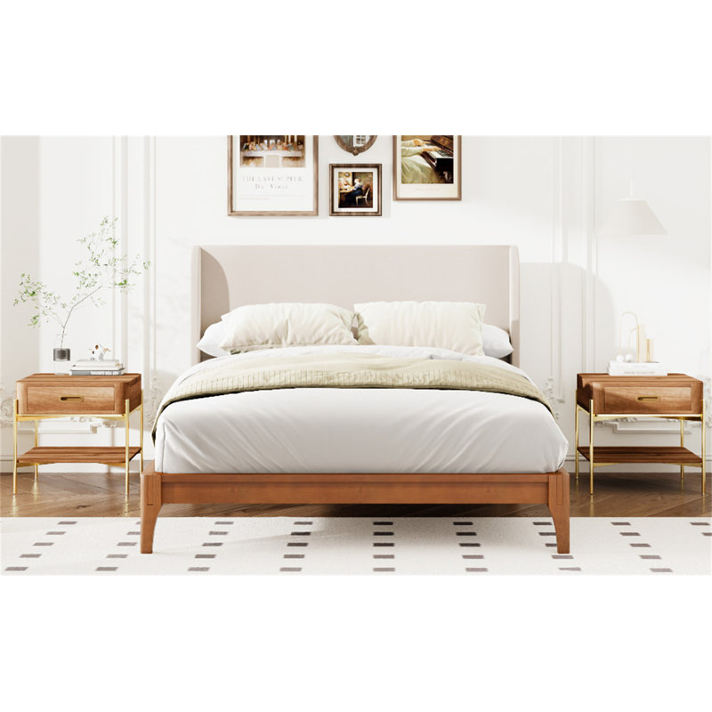 Lit plateforme solide en bois de bambou sec 12 pouces