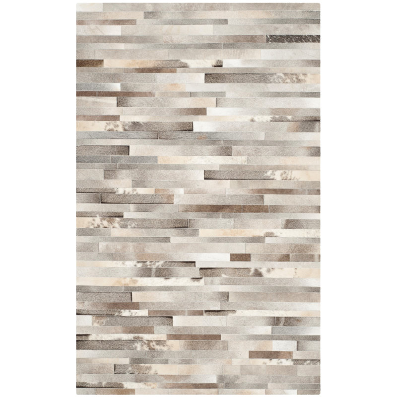 Fazeley Studio Leather Hand Woven Leather Geometric Rug, Rectangle 3' x 5'
