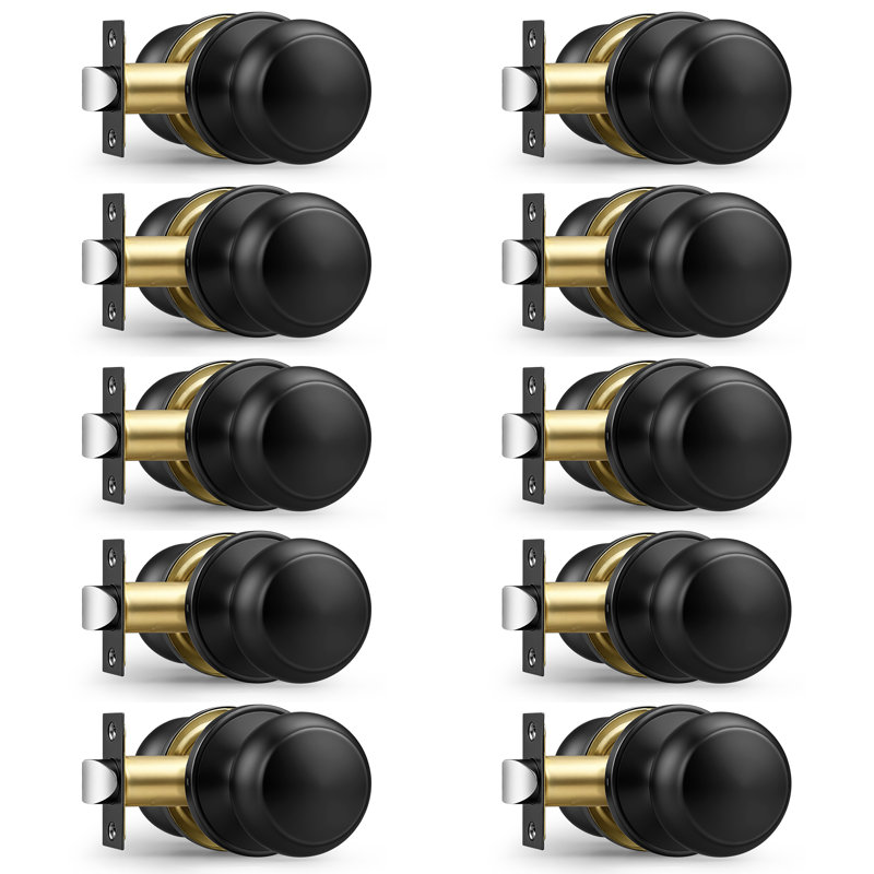 Passage Door Knobs with Round Rosette, Black