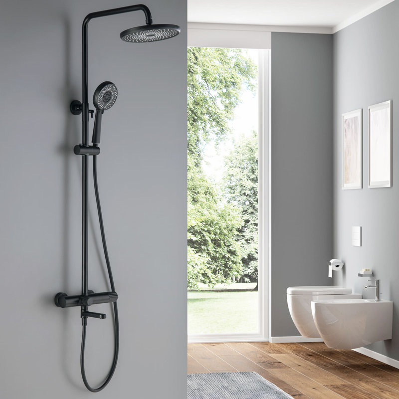 Robinet de douche avec soupape brute avec inverseur, Noir mat