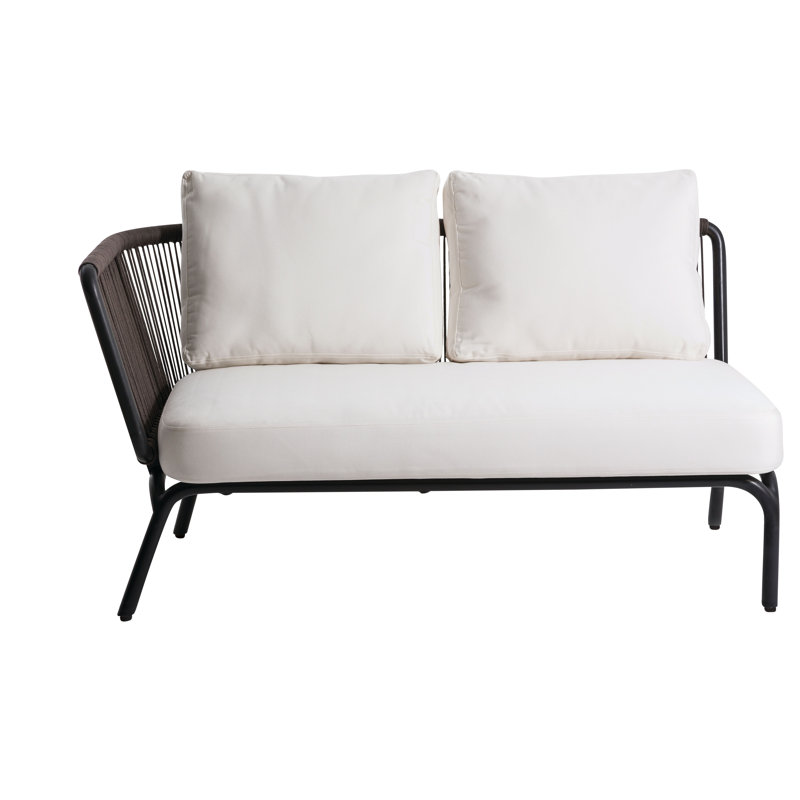 Causeuse avec coussins Yland, Toile Sunbrella® naturel, Gauche, Anthracite