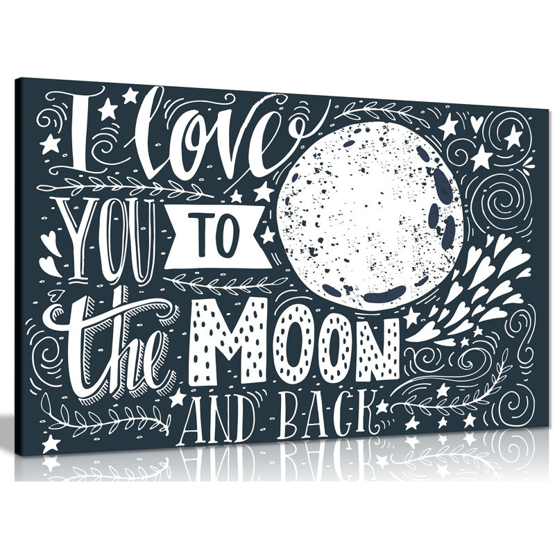 I Love You To The Moon & Back - Wrapped Canvas Print, 20cm H x 31cm W