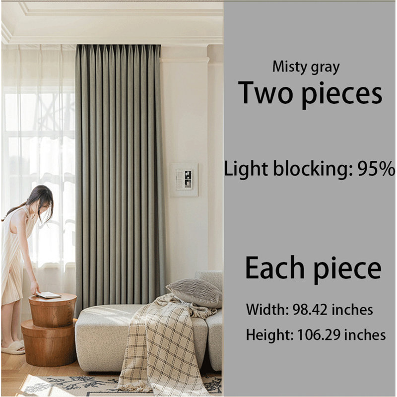 Chenille Room Darkening Curtain Panel Pair, Gray