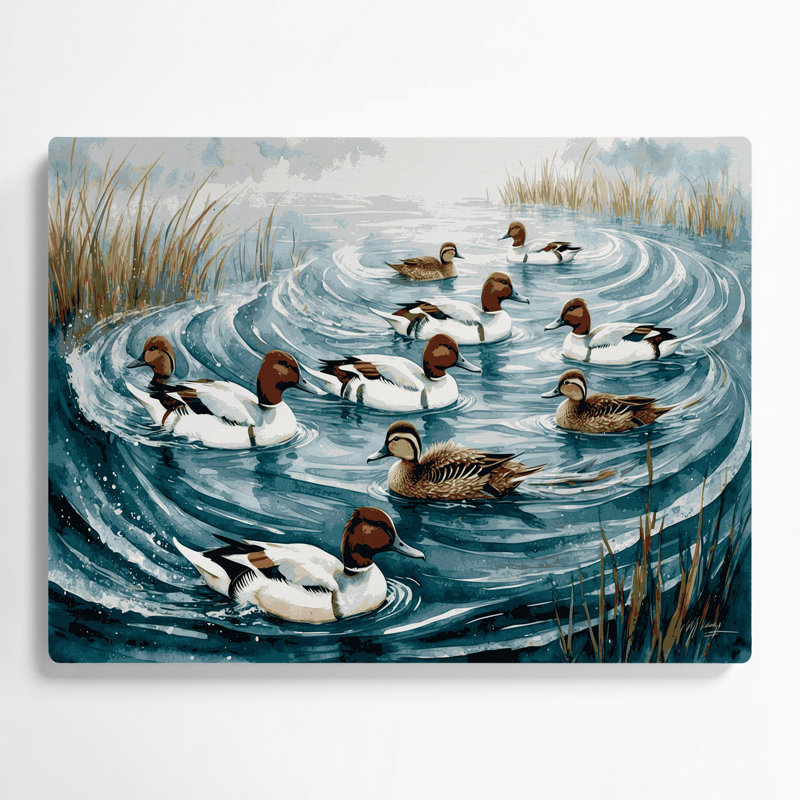 Oiseau commun, art mural bleu Merganser, H 16 po x l 20 po