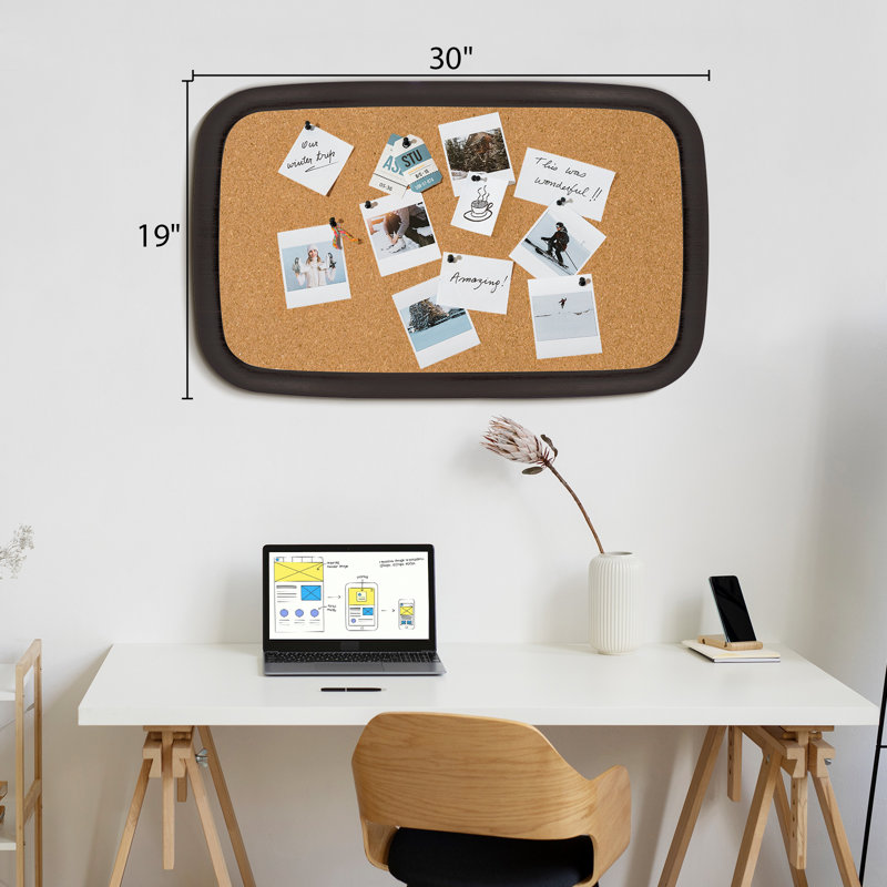 Cork Board with Thumbtacks for Walls with Frame, 30" H x 19" L