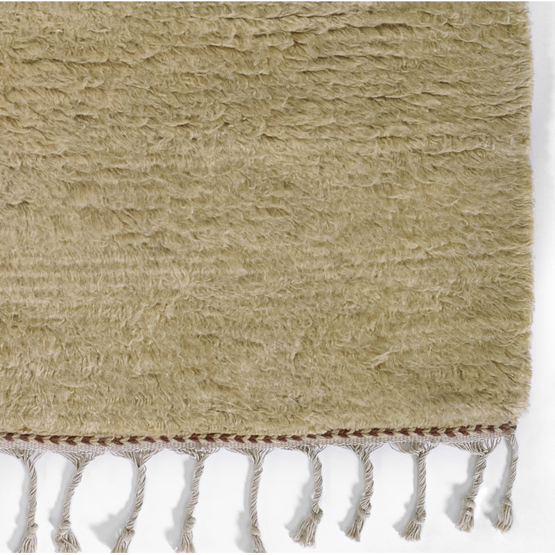 Tapis beige / bleu marine / brun en laine fait à la main Essi, Rectangle 2 pi x 3 pi