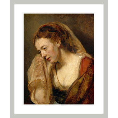 «A Weeping Woman» par Rembrandt van Rijn - Reproduction giclée encadrée
