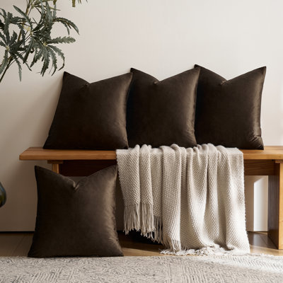 Luxury Velvet Throw Pillow Covers Set of 4, Soft Accent cover for Couch Bed Living Room Sofa Bedroom (Set of 4)
