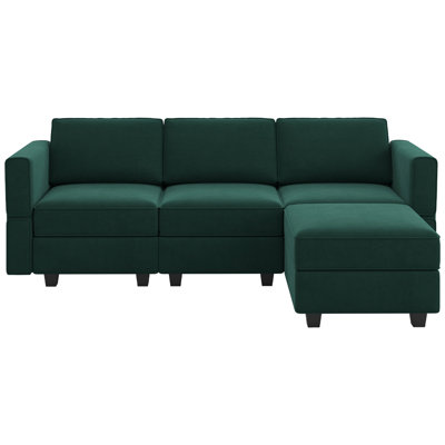 Nakash L-Shaped Sectional Modular Sofa with Storage Ottoman