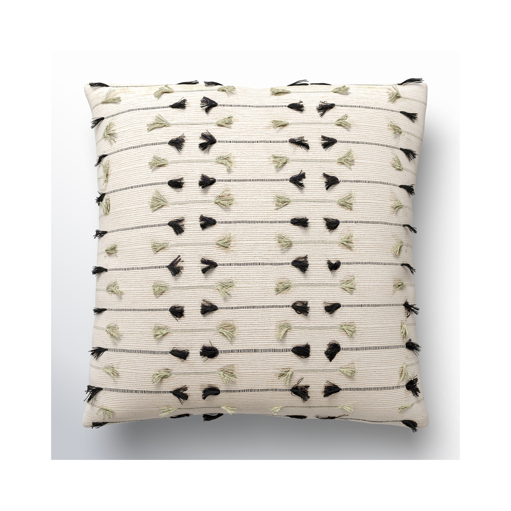 Santina Tassels Cotton Throw Pillow, 18" x 18", Down