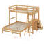 Lit superposé simple au dessus d'un lit double avec bureau intégré et trois tiroirs