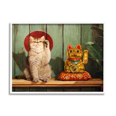 Az-005 - «Lucky Cat Pose» sur toile par Lucia Heffernan