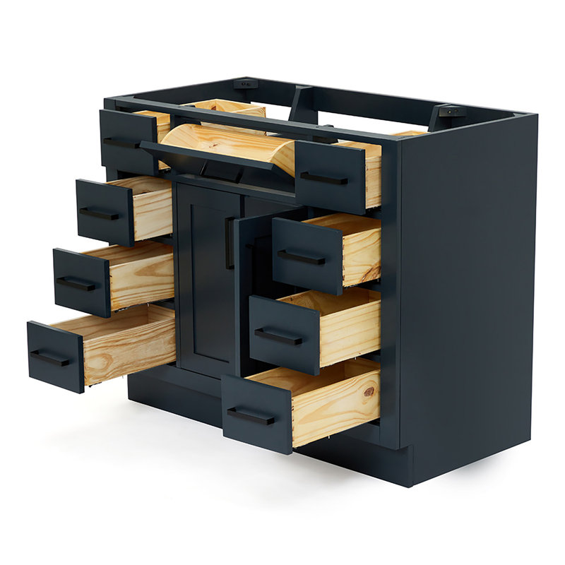 42" Single Bathroom Vanity Base only, Matte Black, Midnight Blue