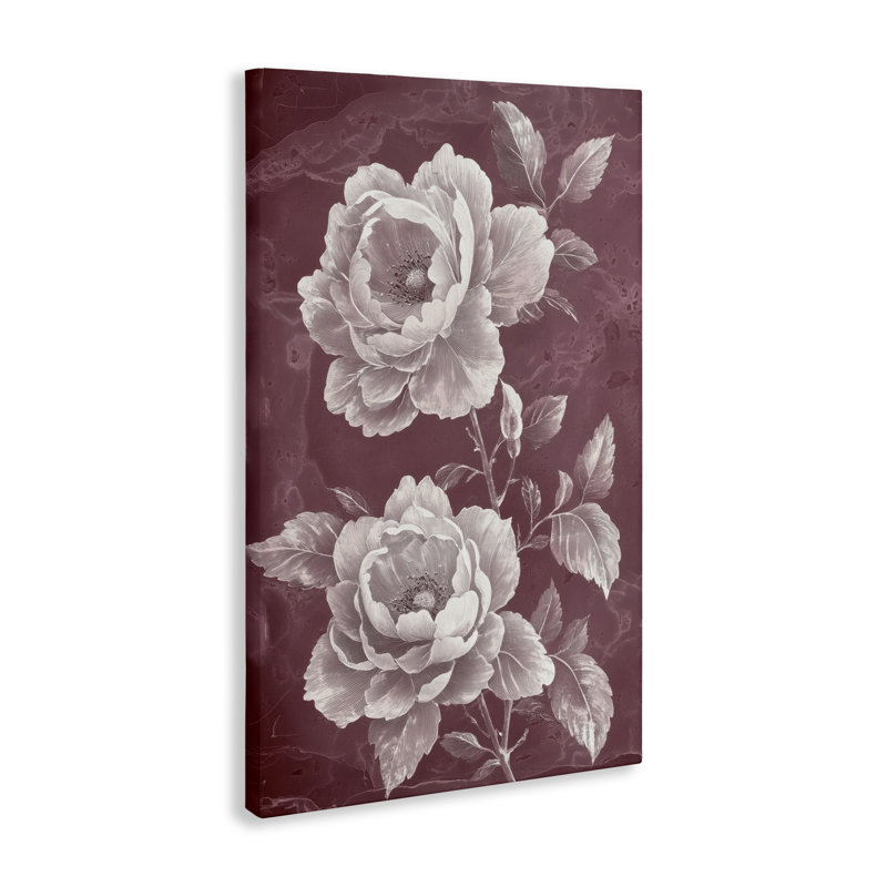 Chambermaid Blooms sur toile marron, design par Annabelle Hall, H 30 po x l 20 po