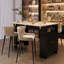 Îlot de cuisine avec plateau de table pliable et tablettes et crochets réglables-1328809266