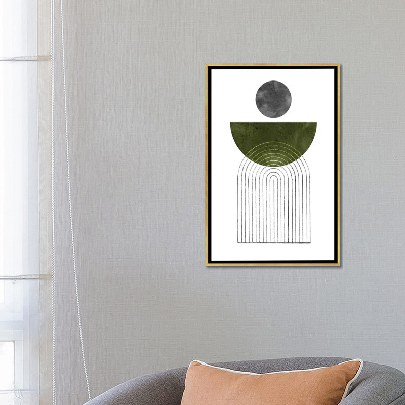 «Mid Century Shapes» par Whales Way - impression d'art graphique, H 26 po x l 18 po x 1,5 po, Toile encadrée d'or, Aucun mat