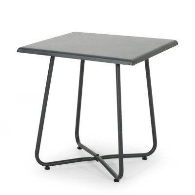Grey 18.78" End Table With A Steel Base And Complementing Design Side Iron Construction Modern Style