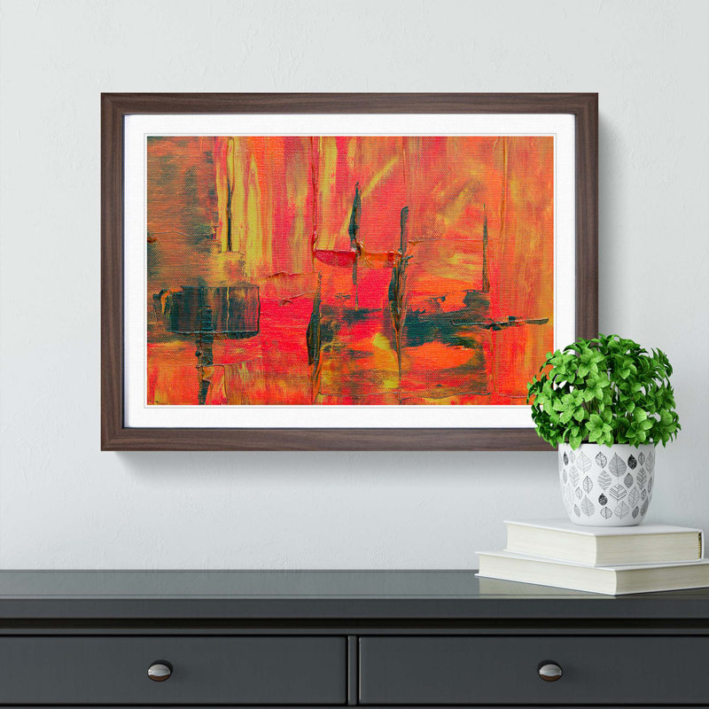 Abstract Art Painting Vol.293 by S.Johnson - Picture Frame Painting Print, 27cm H x 36cm W x 2cm D, Walnut Framed