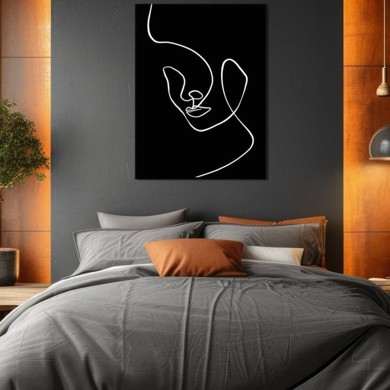 Art mural minimaliste noir et blanc sur toile pour le salon de la chambre à coucher, décoration murale abstraite de 24 po x 36 po