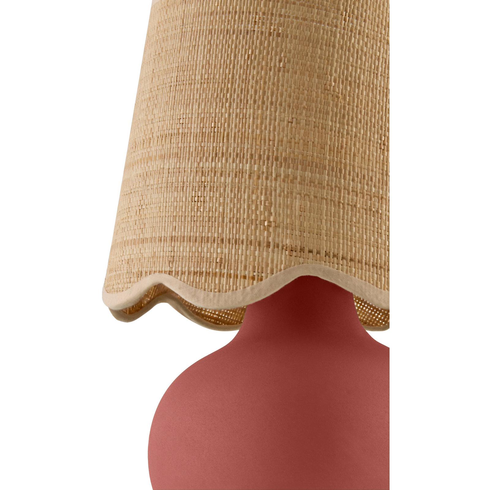 Momsen Scallop Shade Matte Lamp, Red, Natural, 13"H x 8"W x 8"D